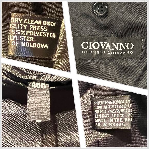 Georgio Giovanno Mens 46R 38x30 Gray Nailhead 2-Piece Classic Suit - Picture 16 of 16